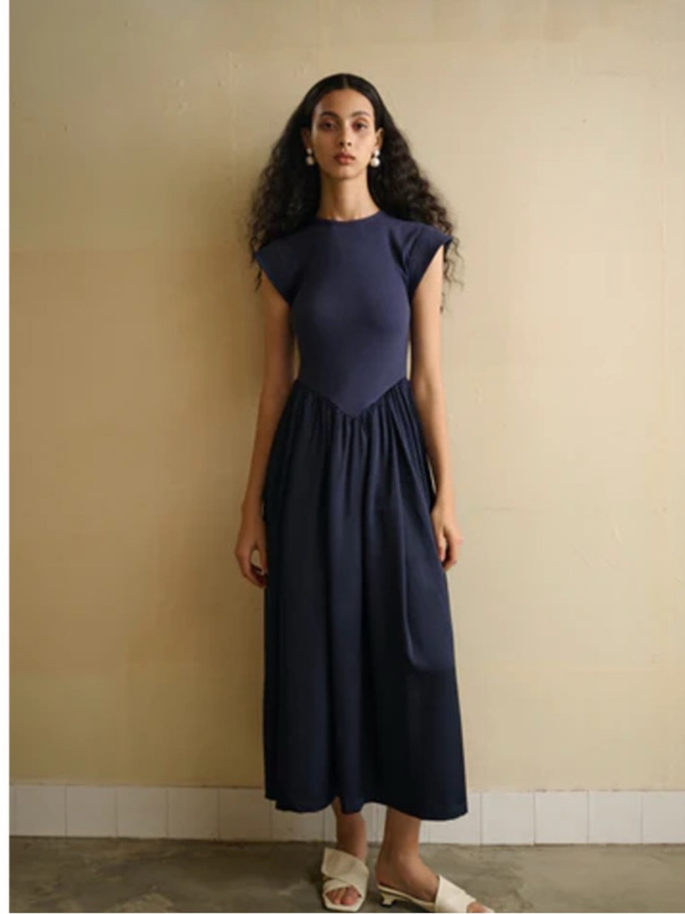 Ancosti patchwork drop waist dress
